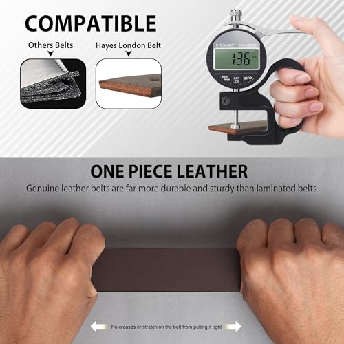 Image of HAYES LONDON Belts for Men Leather Original, Formal & Casual Leather Belt with Solid Metal Curved Buckle