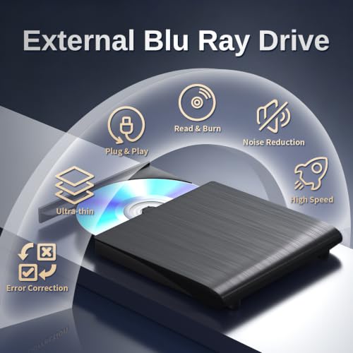 Image of Yaeonku Bluray Burner External, 5Gbps External Blueray /DVD Drive for PC