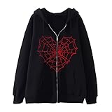ZhaZhaMeng Kapuzenpullover für mädchen Reißverschluss Seitentaschen Hoodie Damen Kreuz Bedruckte übergroße Hoodies Y2k Bequeme Loose Fit Herren Trendige Sweatshirts(M,Kapuzenpullover I2)