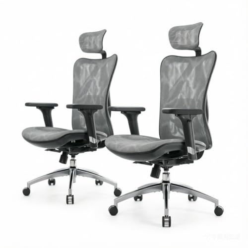 Image of SIHOO M57 Ergonomic Mesh Office Chair, High Back Home Desk Chair with 3D Armrests, Lumbar Support and Adjustable Headrest, Comfortable Computer Chair, Hold 330 LBS-2 Packs-Grey