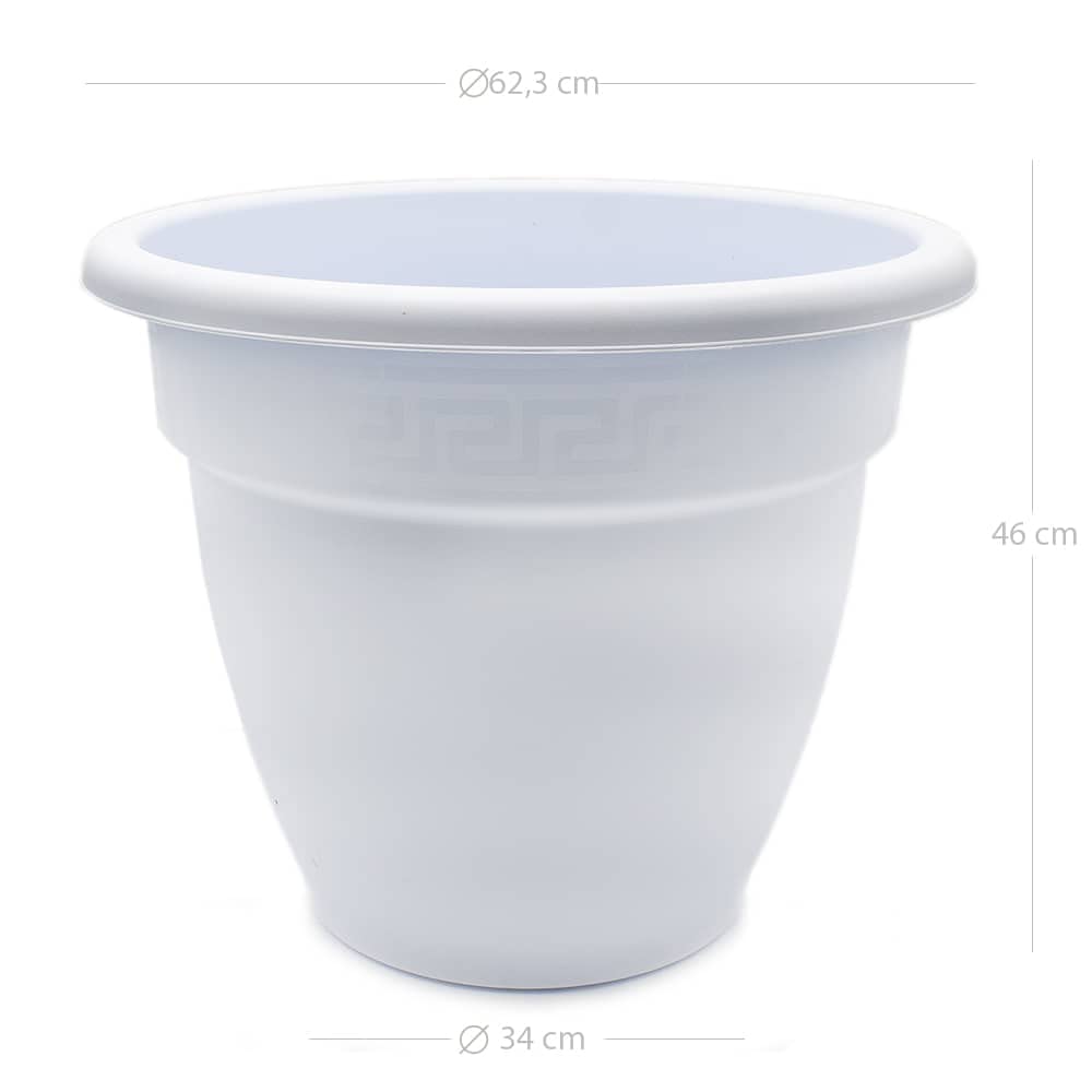 CABLEPELADO - Maceta 60 cm - Maceta Plastico 45 cm - Fabricado en PP Apto balcón, jardín, Patio, Interior - Macetero rendondo 60 cm + Plato macetero de plastico - Blanco