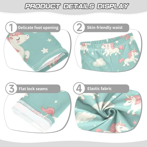 Cartoon Unicorns Girls' Leggings Toddler Doodles Cute Kids Yoga Pants Dance Active Tights 4T3