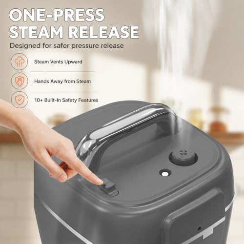 Image of CARORI 3 Qt Electric Pressure Cooker, 8-in-1 Compact Multi-Cooker with Ceramic Nonstick Pot, 700W, Saute, Slow Cook, Rice, Stew, Delay Start, Keep Warm, Gray