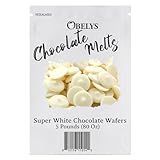 Chocolate Melts By Obelys - Super White Melting Wafers 5 Pound - Approx 975 Pieces - Smooth & Creamy Baking, Dipping, and Candy Making Chocolate Wafers