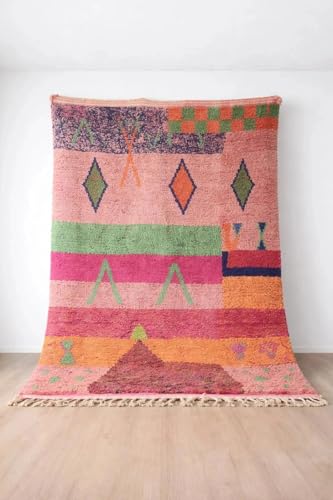 Rug Fusion Colourful Moroccan Boujaad Berber Wool Area Rug (2x8Runner)
