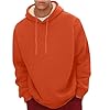 Ybing Sweatshirt Men's Casual Teddy Fleece Pullover Plain Padded Hoodie Warm Sherpa Lined Hoodie Slim Plush Jumper Winter Hoodie Drawstring Hoodie Tops S-3XL, orange, XL #4