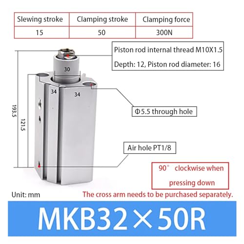 Cylindre rotatif B32X20 de serrage pneumatique à 90 degres
