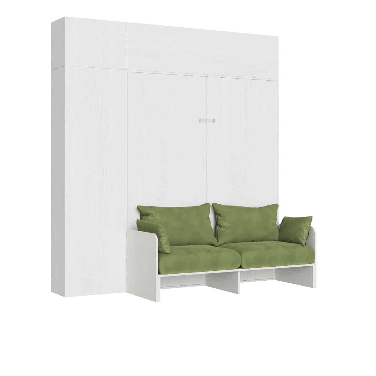 Itamoby Kentaro - Cama doble plegable (160 cm, con sofá y muebles de fresno, color blanco, verde