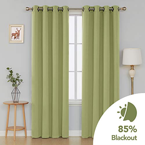 Image of Deconovo Decorative Room Darkening Panels Thermal Blackout Grommet Insulated Curtains for Study, 52x95 Inch, Nile Green