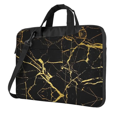 Maletín acolchado a prueba de golpes con diseño de mármol negro y dorado