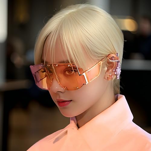 Image of COTIA /Fashion Square Sunglasses Women New Oversized Mirror Men Shades Glasses Luxury Brand Metal Rivet Fashion Female Eyewear