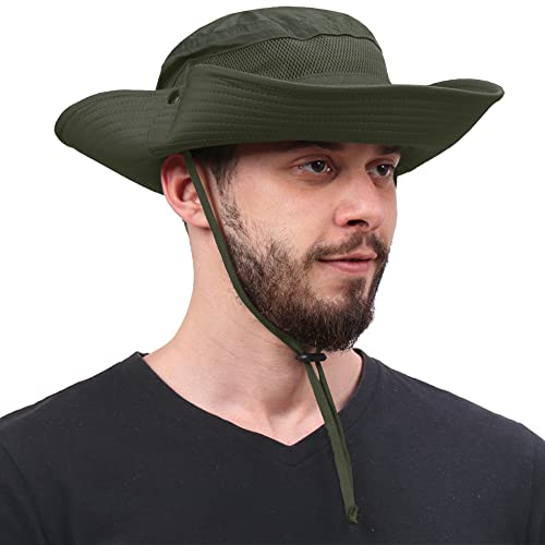 Sun Hats For Men Women Wide Brim Fishing Hat Summer Bucket Hat Outdoor Safari Boonie Cap Army Green One Size #TOP5