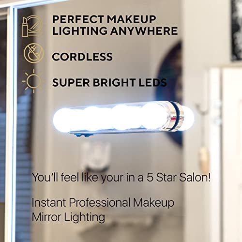 Image of Professional Hollywood Makeup Lighting (Two Sets) Cordless with LED Bulbs Portable Makeup Light LED Vanity Mirror Lights Bright Lighting Fixture Strip for Bathroom Dressing Room Vanity Table