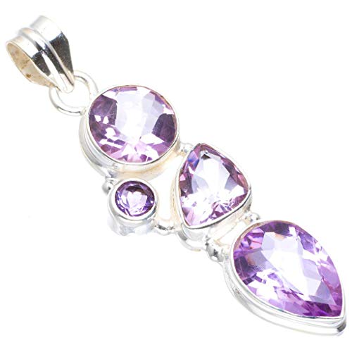 Pendentif Améthyste violet StarGems argent 925 fait main 5cm