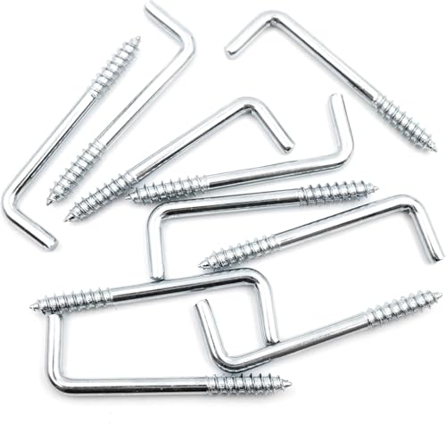 Design61 10x Gerade Schraubhaken Konsolhaken Stahlhaken Wandhaken mit Gewinde Einschraubhaken für Wand & Decke Haken zur Befestigung von Seilen Ketten Pflanzen Lampen (25 x 2,5mm, 10, stück)