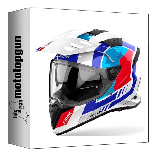Casque moto Airoh Bandit bah55 Horn blanc pour trajets mixtes route et trail