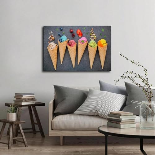 Décoration cornet de glace gaufré grand tableau encadré boutique desserts - 4