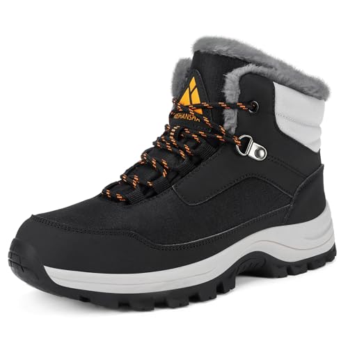 Mishansha Botas Mujer Invierno Cálidos Zapatos Senderismo Antideslizante Botines de Montaña Negro 39