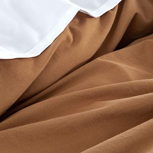 Get Bed Ready Stone Washed Cotton Casual Duvet Cover Set Solid Color Relaxed Modern Style Bedding Natural Wrinkled Lived-In Look 120X98 (Copper, Super King) #TOP2