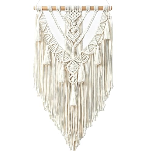 Macramé mural coton fait main déco bohème salon chambre 70x40