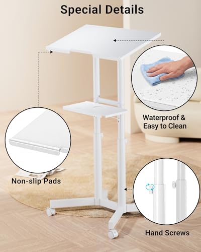 Image of BONTEC Lecterns & Podiums Portable Mobile Standing Laptop Desk, Sit Stand