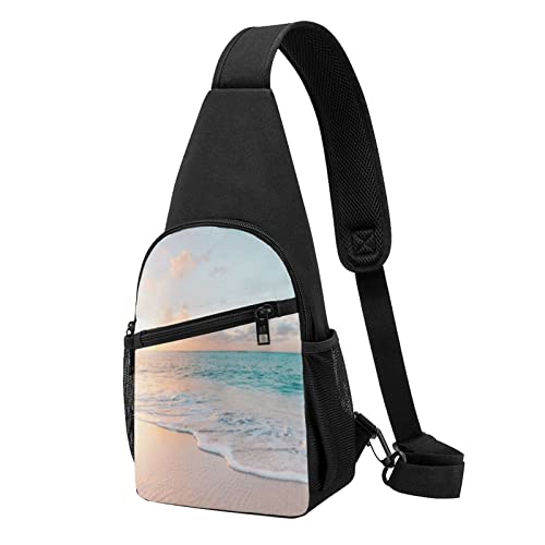 Sacs à bandoulière Sunset Sea Ripple noir unisexe type sacoche poitrine sport