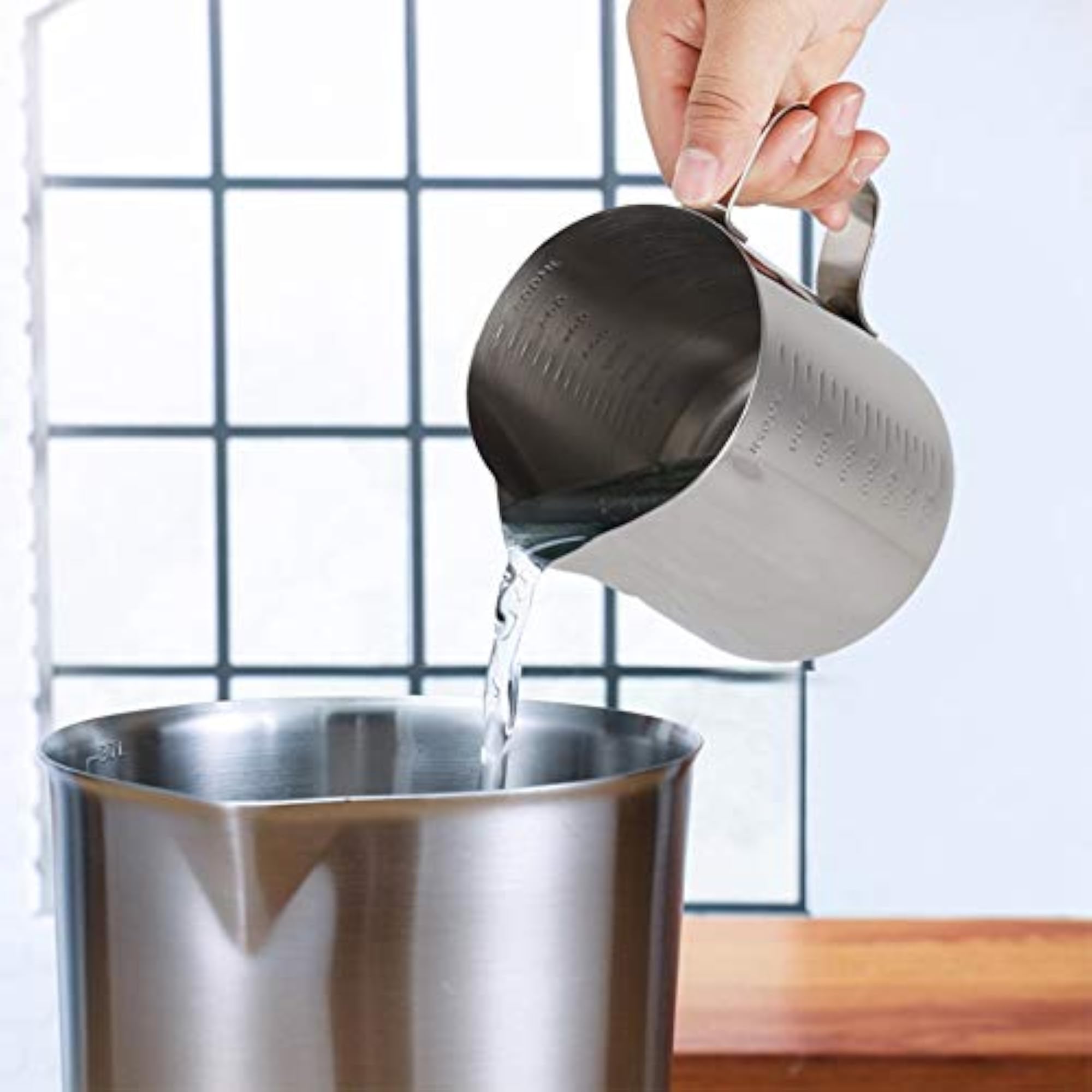 Stainless Steel Coffee Pitcher for Frothing and Measuring