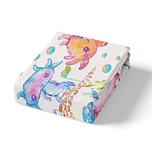 Sunnybed Cartoon Axolotl Trösterbezug für Kinder Jungen Mädchen Kleinkinder, Kawaii Bettwäsche Set Ocean Sealife Reptilien Fisch Bettbezug Süße Seegras Küsten Tagesdecke Reißverschluss, 135x200, Lila - Image 5