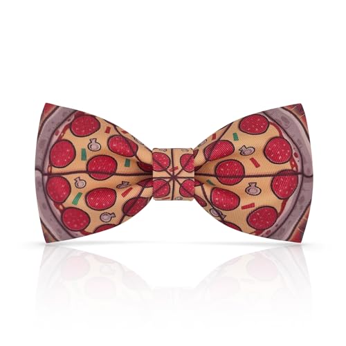 Lanzonia Noeud Papillon Homme Original Drole Fantaisie Pizza Motif Nœud Papillon Originale Deja Lie Humour Nourriture Imprime pour Cadeau Anniversaire Fete Festival Carnival