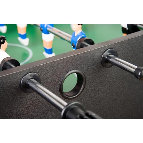 GAMES PLANET Tischfussball „Glasgow“, 5 Dekore: Holz/Schwarz/Blau/Soccer/Weiß, inkl. 2 Bälle, 2 Getränkehalter, höhenverstellbare Füße, hochgezogene Spielfeldecken, Tischkicker, Kicker, Kickertisch – Bild 6