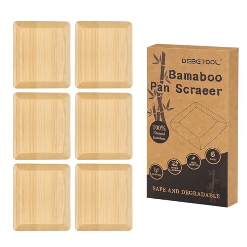Best Pots And Pans Non Scratch 10 DEBETOOL 6-Pack Natural Bamboo Pan Scraper & Pot S