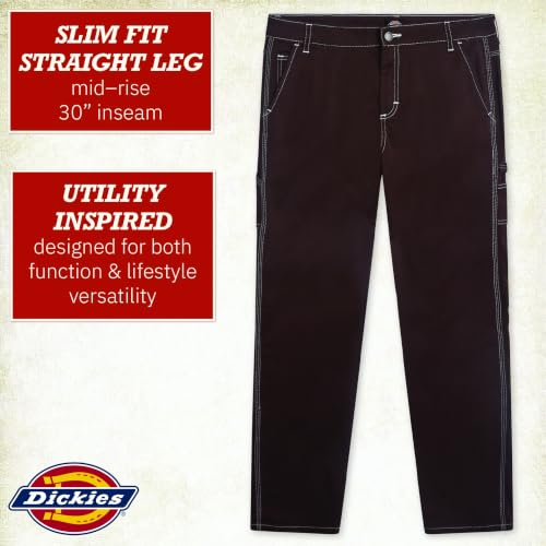 Image of Dickies Womens Casual Slim Fit Carpenter Pant-Non Stretch-Runs Small | Non-Stretch Utility Fabric with Functional Pockets, Runs Small So Size Up, Casual Styling That Pairs with Tees