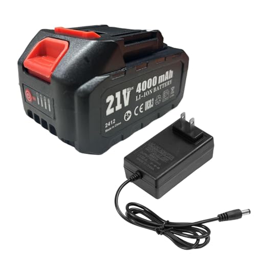 Mini Chainsaw Battery 21V 4000mAh Lithium Battery with Charger Adapter