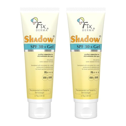 Image of Fixderma Shadow Sunscreen SPF 30+ PA+++ Gel Broad Spectrum Sunscreen For UVA & UVB Protection For All Skin Type | No White Cast & Water Resistant I Shadow Gel For Women & Men I 75 gm (Pack of 2)