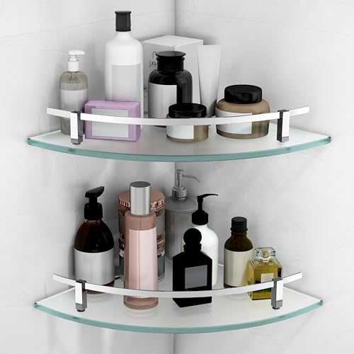 Plantex Frosted Glass Corner/Shelf for Bathroom/Wall Shelf/Storag...