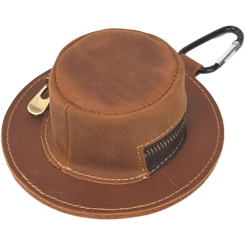 Fjlitx Mini Coin Purse Leather Wallet Cowboy Hat Shape Change Purse Men's Pocket with Keychain Fashionable Keychain Wallet Travel Gift Coin Pocket
