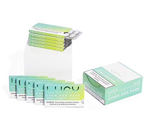 Lucy Nicotine Gum 4mg, 100 Count [Wintergreen], Smoke and Vape-Free Nicotine Alternative - High Purity, Superior Taste, Provides Rush of Pure Nicotine | Discreet & Great On-The-Go