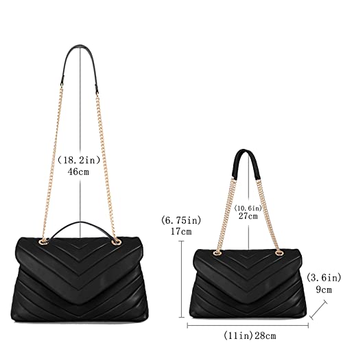 Quilted Crossbody Bag for Women, Soft Vegan Chevron Purses, Trendy Shoulder Handbags with Flap4