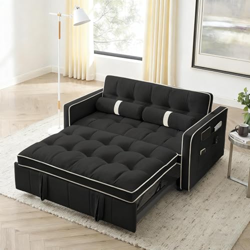 KMBOHE 3 in 1 Convertible Sleeper Futon Sofa Bed, 55.5'...