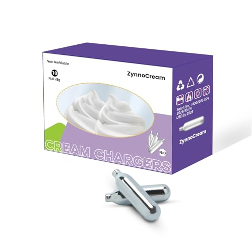 8g Cream Charger Cartridges 10 Pack Nitrous Oxide Replacement Chargers Compatible with Standard Cream Dispensers Stainless Steel Charger Bulbs
