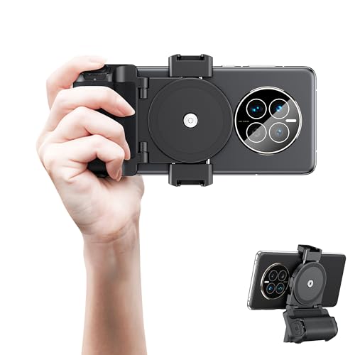 KIWIFOTOS Phone Camera Grip Smartphone Tripod Mount Handle Holder with Wireless Remote & Tripod Adapter for iPhone 17 16 15 14 Pro Max S23 S22 Selfie Vlog Video Shooting