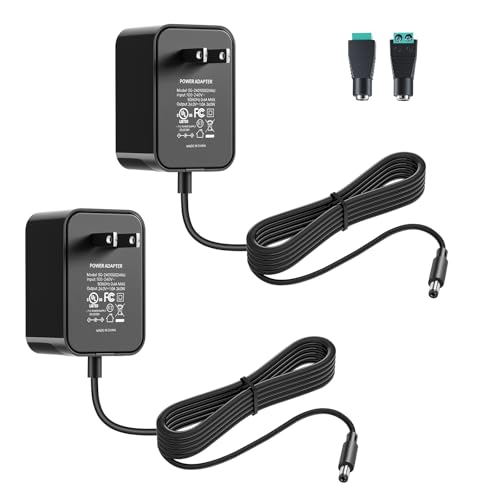 Image of 24V 1A Power Supply 2 Pack, UL Listed 24 Volt LED Power Supply Adapter, 100-240V AC to 24V DC Converter Adapter with 5.5mm x 2.1mm DC Plug for LED Strips