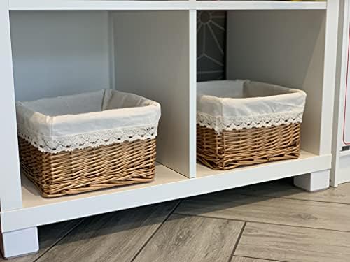 Home Delights 2 x Wicker Laundry Baskets Rattan Wicker Bedroom Bathroom Storage Shabby Chic