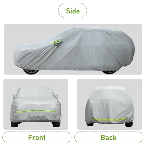 Favoto Funda Coche Exterior Impermeable Transpirable Compatibles con Audi Q5/Q7 BMW X4/X5 GLE Volvo XC60/XC90 Anti-UV Transpirable Resistente al Polvo Lluvia Rasguño Nieve al Aire Libre Plateado - imagen 5