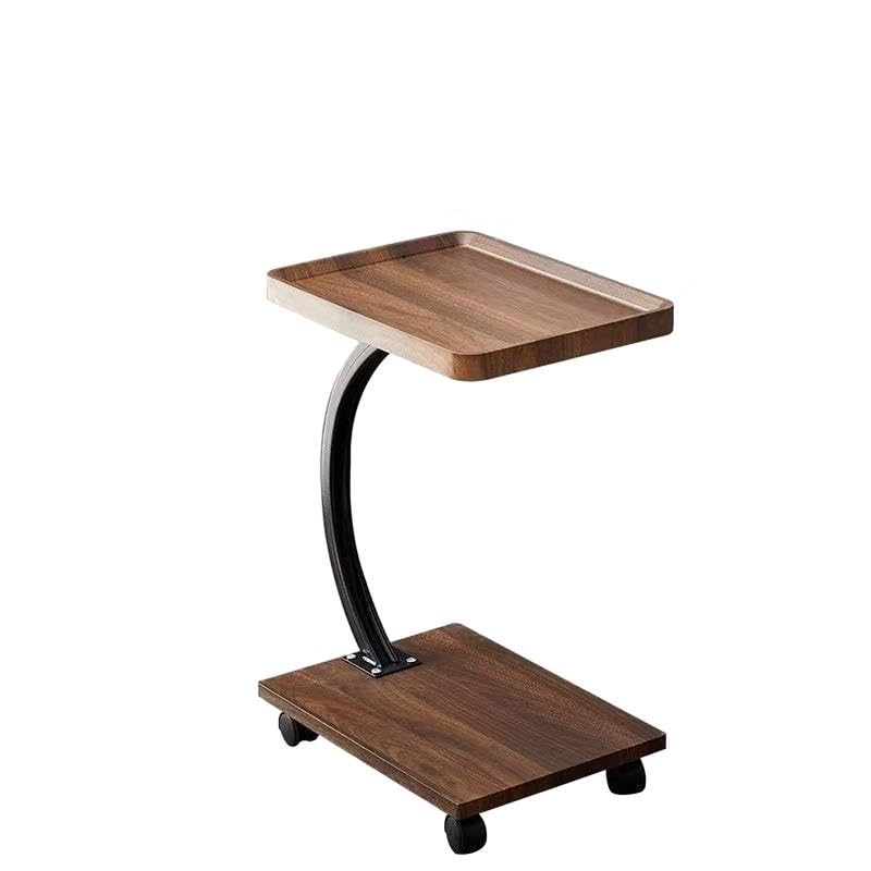 johgee Mesa Auxiliar de Madera con Ruedas, Mesa de café de Madera, Soporte en Forma de C, Volumen: 30 x 40 x 58 cm, Aspecto de Madera, 4 Ruedas (2 con Freno), mesas auxiliares para salón, sofás