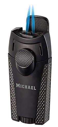 Personalized Visol Meru Black Dual Torch Cigar Lighter (Text) #TOP20