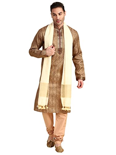 Image of DUPATTA BAZAAR Men's Cream Linen Dupatta for Kurta /Sherwani /Achkan