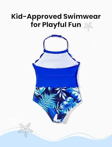 Image of PATPAT Mommy and Me Matching Swimsuit：One Piece V Neck Bathing Suits Leaves Printed Family Swimwear Matching Set