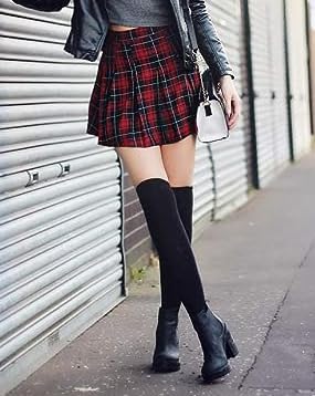 Image of TRAZO Women's Thigh High Socks Over the Knee High Knitted Casual Boot Socks, Striped Long Fashionable Stockings Pack of 1