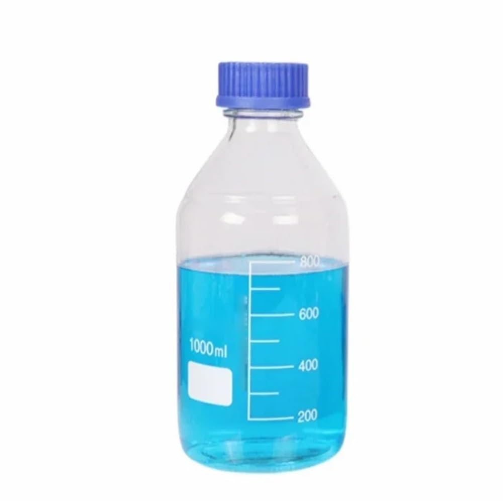 Laborgeräte und -ausrüstung Reagenzflasche 1000 ml, klare Probenflasche, 1 l, Labor, blaue Schraube, GL45-Mund